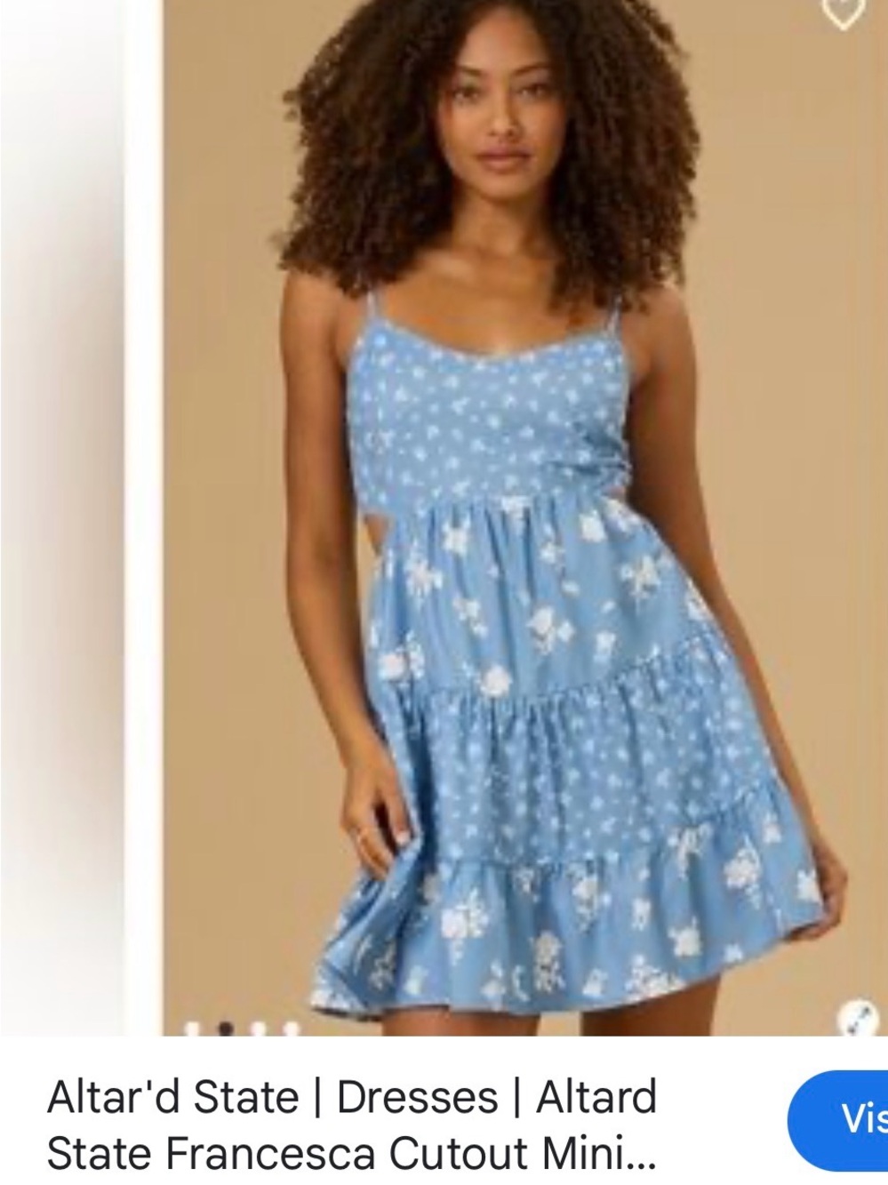 Altar'd State Blue and White Floral Tiered Sundress
